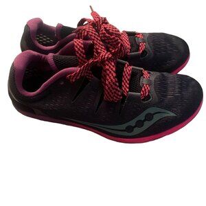 SAUCONY CARRERA XC 3 FLAT WOMEN'S RUNNING SHOES BLACK/PINK/PURPLE 5